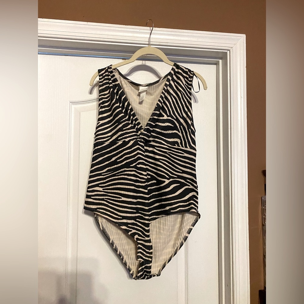 Zebra print body suit